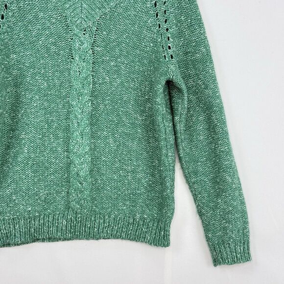 St Johns Bay Womens Green V Neck Long Sleeves Pullover Knit Sweater Size PM - Picture 16 of 16